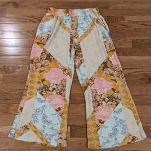 Free People On The Move Kick Flare Pants gold patchwork Small